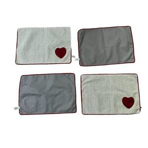 Nicole Miller Home 19" Valentine Heart Red Grey Black Placemats Kitchen Set of 4